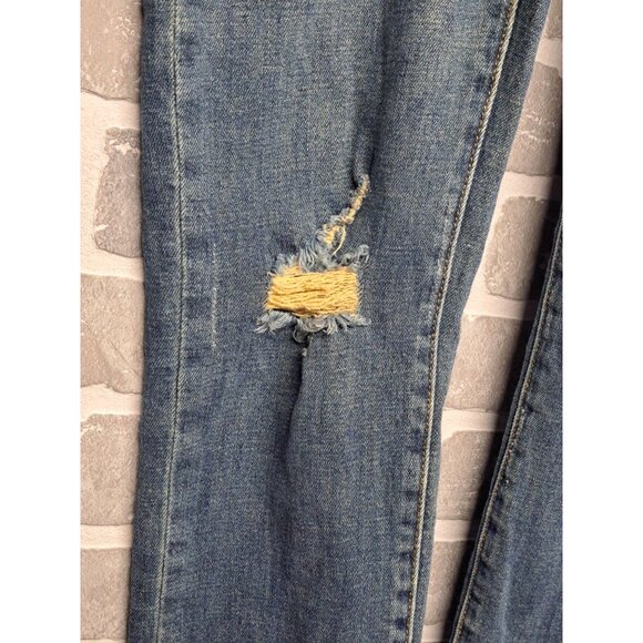 Anthropologie Pilcro Womens Slim Boyfriend  Blue‎ Denim Distressed Jeans Size 26 - Picture 4 of 9